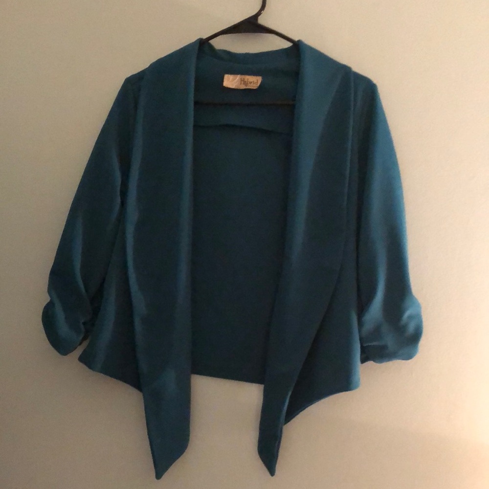 Teal cropped blazer